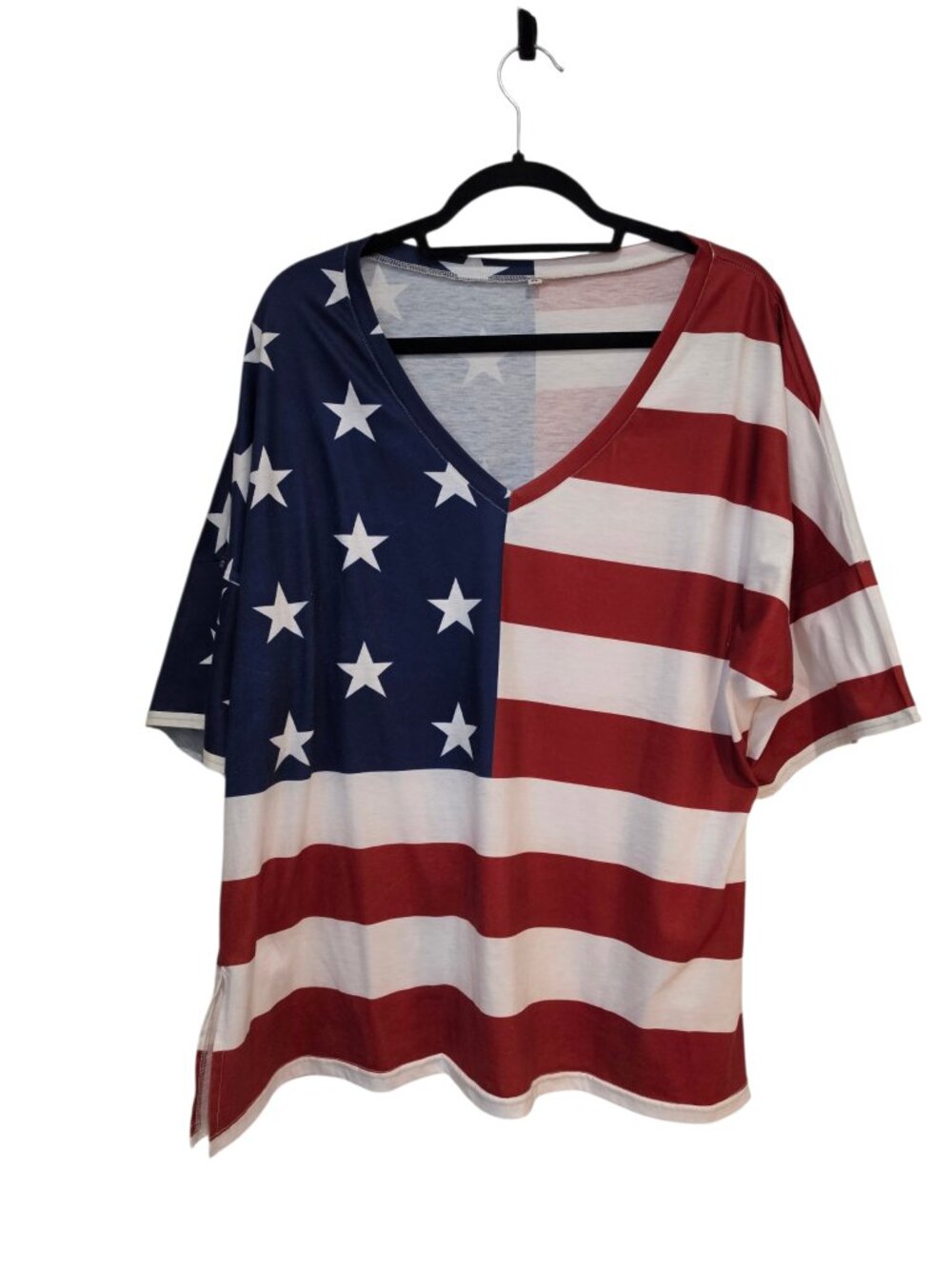 Super Sharp USA Flag America Patriotic Top Size XL